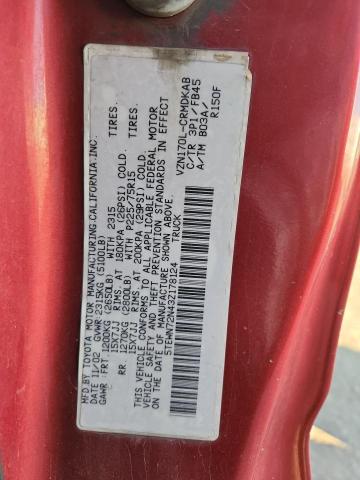5TEWN72N43Z178124 - 2003 TOYOTA TACOMA XTRACAB RED photo 12