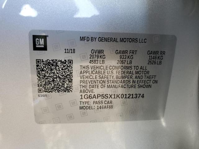 1G6AP5SX1K0121374 - 2019 CADILLAC CTS 银色 照片 12