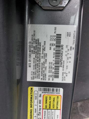 3FA6P0SU4DR373690 - 2013 FORD FUSION TITANIUM PHEV GRAY photo 12