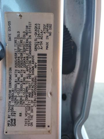 JTEBU14R550068941 - 2005 TOYOTA 4RUNNER SR5 SILVER photo 12