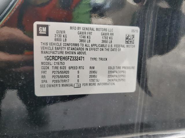 1GCRCPEH6FZ332471 - 2015 CHEVROLET SILVERADO C1500 Noir photo 12