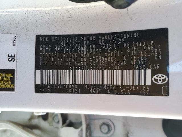 5YFB4MDE7SP297500 - 2025 TOYOTA COROLLA LE WHITE photo 12