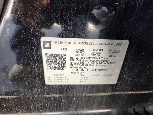 3GCPCREC3JG162960 - 2018 CHEVROLET SILVERADO C1500 LT შავი ფოტო 12