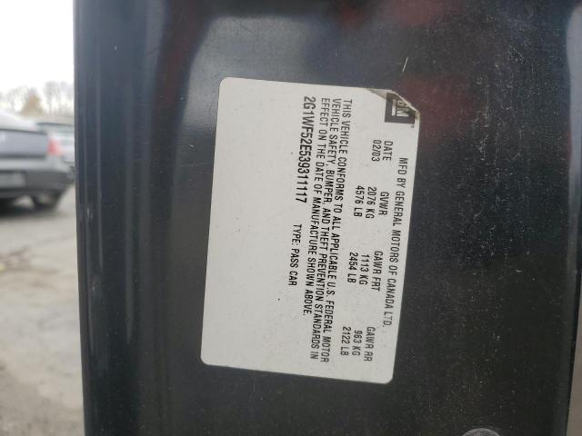 2G1WF52E539311117 - 2003 CHEVROLET IMPALA BLACK photo 12