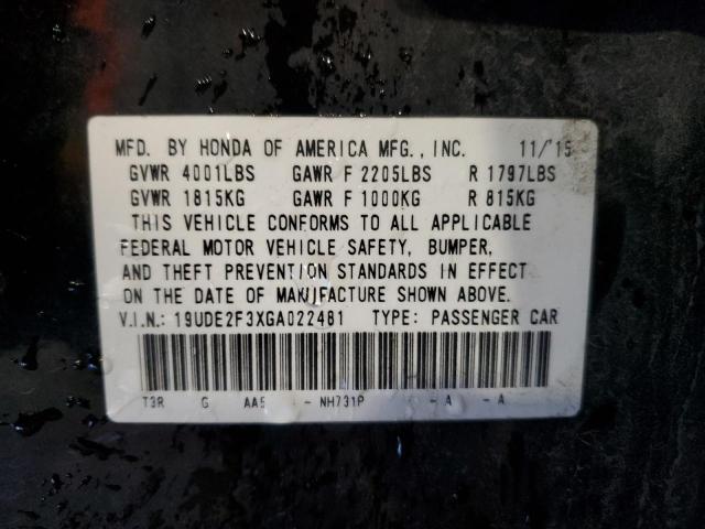 19UDE2F3XGA022481 - 2016 ACURA ILX BASE WATCH PLUS BLACK photo 12