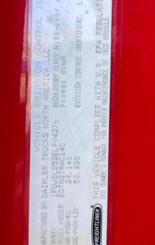 1FUJGLD52ELFV4276 - 2014 FREIGHTLINER CASCADIA 1 Qırmızı foto 10