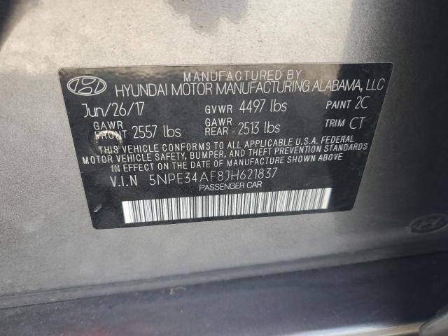 5NPE34AF8JH621837 - 2018 HYUNDAI SONATA SPORT Серый фото 12