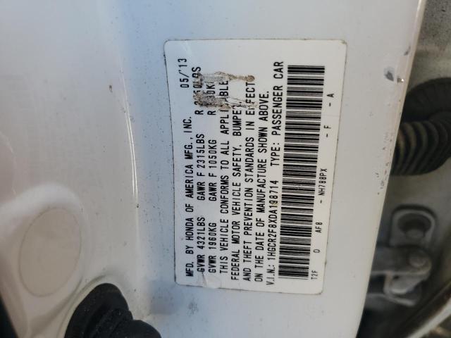 1HGCR2F8XDA198714 - 2013 HONDA ACCORD EXL WHITE photo 12