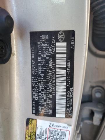 4T1BE32K46U717248 - 2006 TOYOTA CAMRY LE BEIGE photo 12