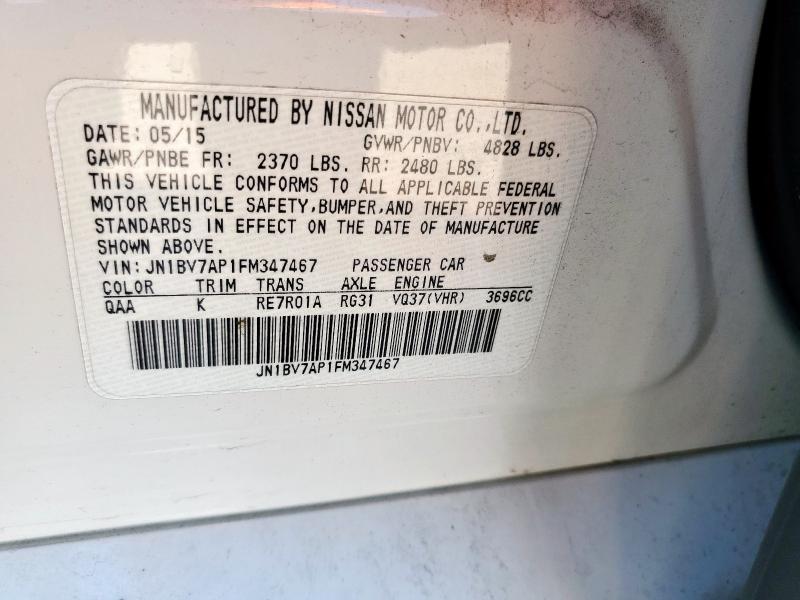 JN1BV7AP1FM347467 - 2015 INFINITI Q50 BASE WHITE photo 12