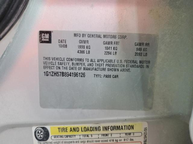 1G1ZH57B894196126 - 2009 CHEVROLET MALIBU 1LT SILVER photo 12