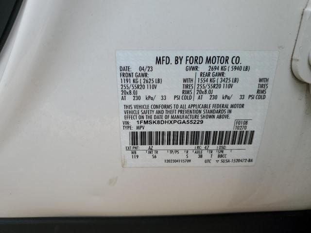 1FMSK8DHXPGA55229 - 2023 FORD EXPLORER XLT Білий фото 14