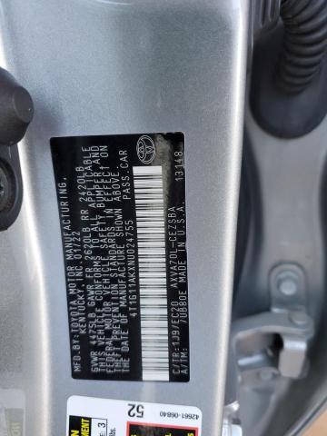 4T1G11AKXNU024755 - 2022 TOYOTA CAMRY SE Gümüş foto 12