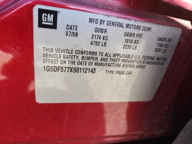 1G6DF577X90112143 - 2009 CADILLAC CTS RED photo 12