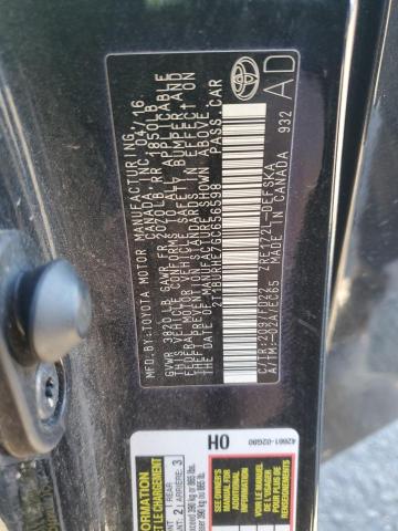 2T1BURHE7GC656598 - 2016 TOYOTA COROLLA L BLACK photo 12