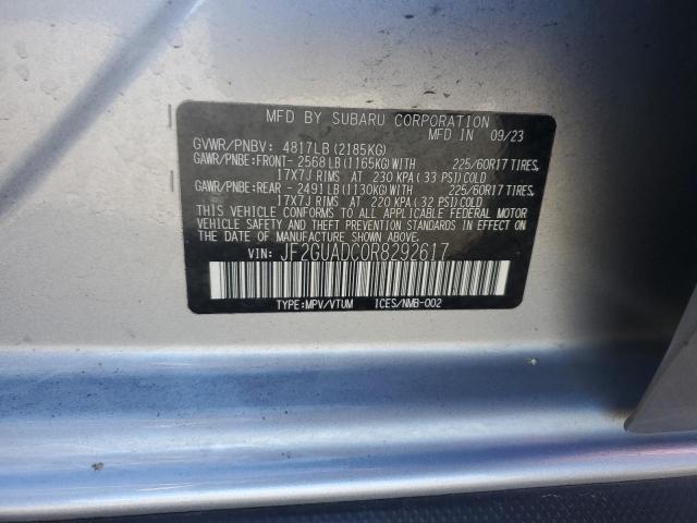 JF2GUADC0R8292617 - 2024 SUBARU CROSSTREK PREMIUM 银色 照片 13