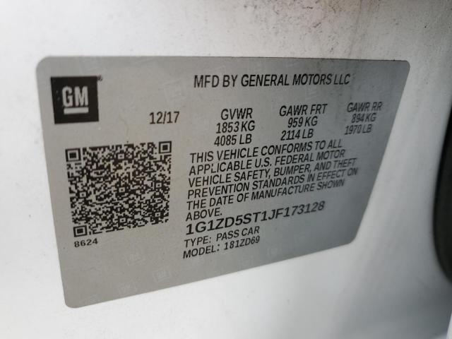 1G1ZD5ST1JF173128 - 2018 CHEVROLET MALIBU LT WHITE photo 12