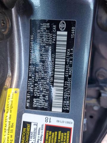 4T1BK1EB1DU063833 - 2013 TOYOTA AVALON BASE Графитовый фото 12