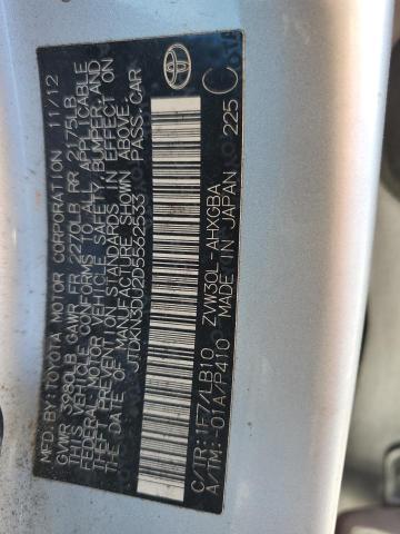 JTDKN3DU2D5562533 - 2013 TOYOTA PRIUS 银色 照片 12