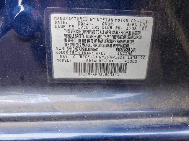 3N1CN7AP9JL809541 - 2018 NISSAN VERSA S Blau Foto 12