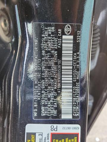 4T1BK1FK0DU536197 - 2013 TOYOTA CAMRY SE BLACK photo 12