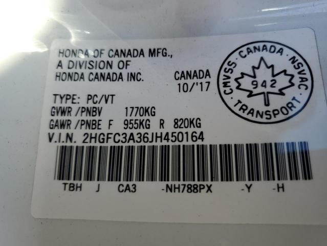 2HGFC3A36JH450164 - 2018 HONDA CIVIC EX Ağ foto 13