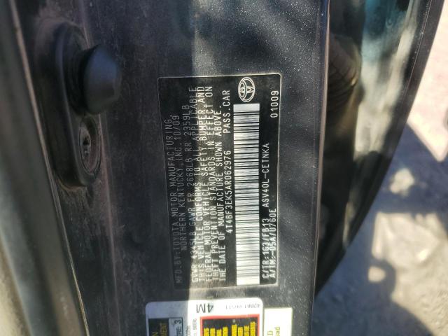 4T4BF3EK5AR062976 - 2010 TOYOTA CAMRY BASE GRAY photo 12