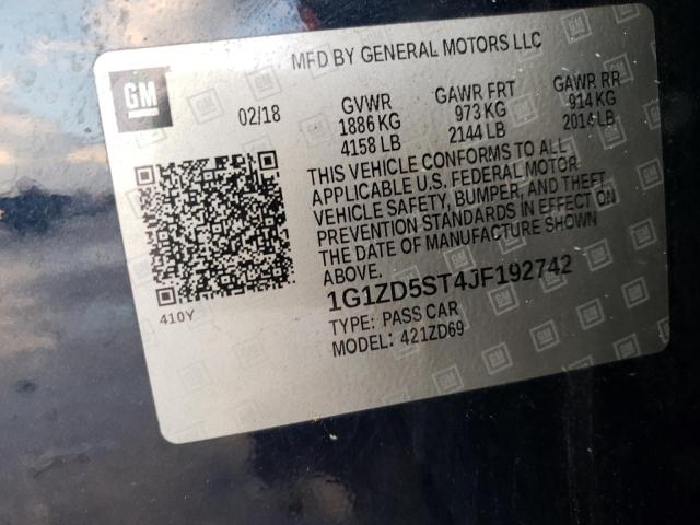 1G1ZD5ST4JF192742 - 2018 CHEVROLET MALIBU LT BLUE photo 13