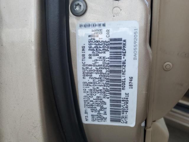 4T1BF28B83U332611 - 2003 TOYOTA AVALON XL TAN photo 13