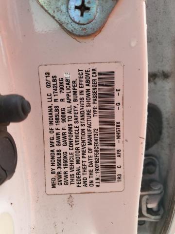 19XFB2F58CE047372 - 2012 HONDA CIVIC LX WHITE photo 12
