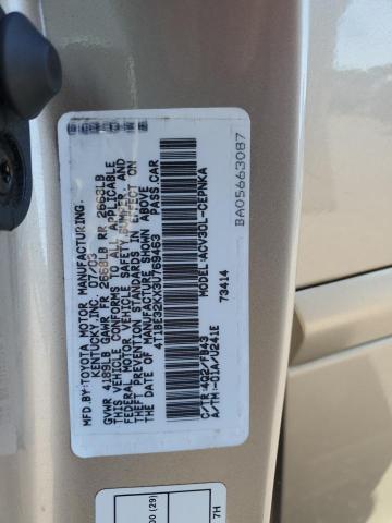 4T1BE32KX3U769463 - 2003 TOYOTA CAMRY LE GOLD photo 12
