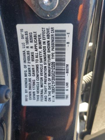 19XFC1F3XGE212320 - 2016 HONDA CIVIC EX BLUE photo 13