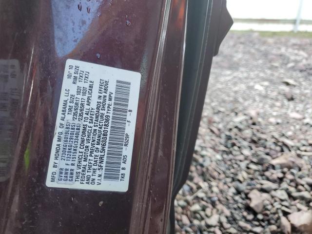 5FNRL5H63BB018369 - 2011 HONDA ODYSSEY EXL RED photo 13