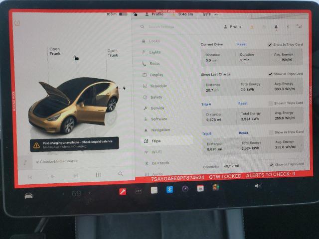 7SAYGAEE8PF874524 - 2023 TESLA MODEL Y Сірий фото 9