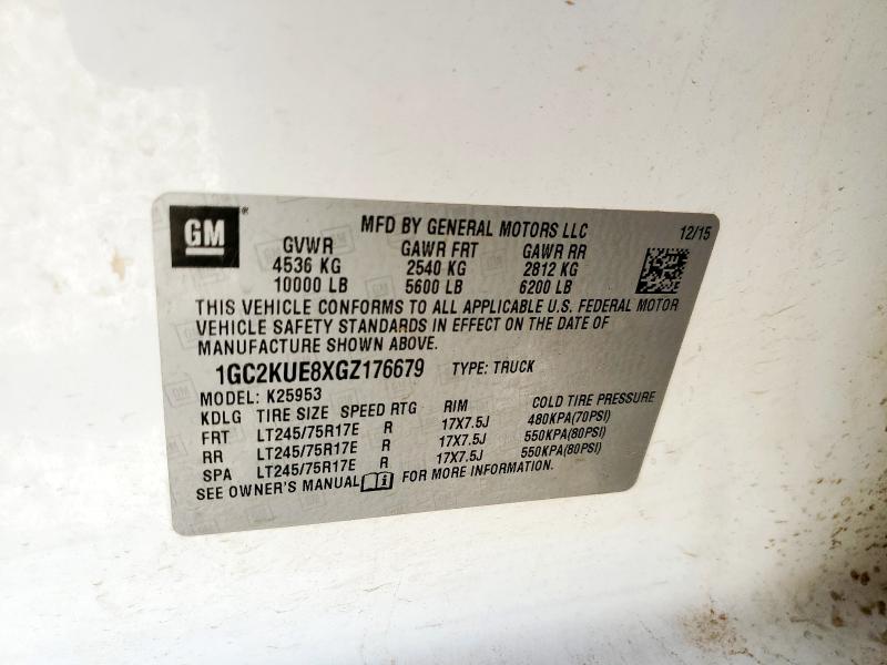 1GC2KUE8XGZ176679 - 2016 CHEVROLET SILVERADO K2500 HEAVY DUTY WHITE photo 13