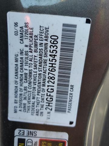 2HGFG12876H545360 - 2006 HONDA CIVIC EX GRAY photo 13