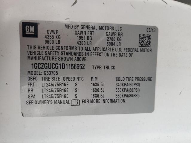 1GCZGUCG1D1156552 - 2013 CHEVROLET EXPRESS G3 WHITE photo 13