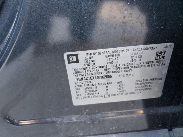 2GNAXTEX1J6162856 - 2018 CHEVROLET EQUINOX LT CHARCOAL photo 13