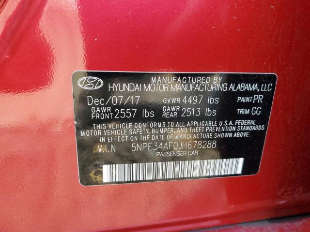 5NPE34AF0JH678288 - 2018 HYUNDAI SONATA SPORT წითელი ფოტო 12