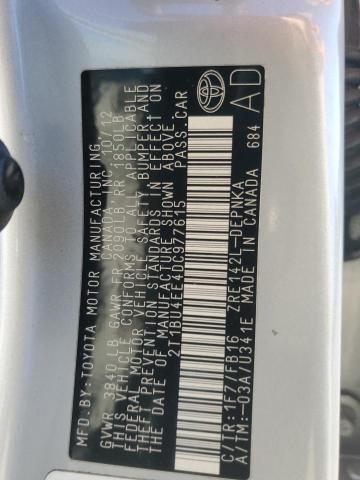 2T1BU4EE4DC977615 - 2013 TOYOTA COROLLA BASE SILVER photo 13