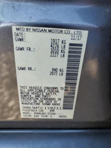 1N4AL3AP7JC159211 - 2018 NISSAN ALTIMA 2.5 Gri fotoğraf 12