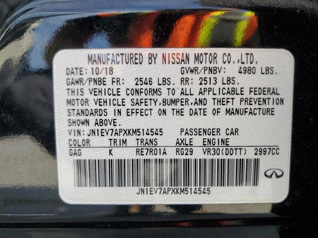 JN1EV7APXKM514545 - 2019 INFINITI Q50 LUXE BLACK photo 12