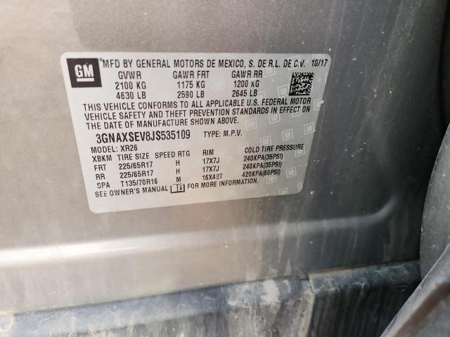 3GNAXSEV8JS535109 - 2018 CHEVROLET EQUINOX LT ნაცრისფერი ფოტო 13