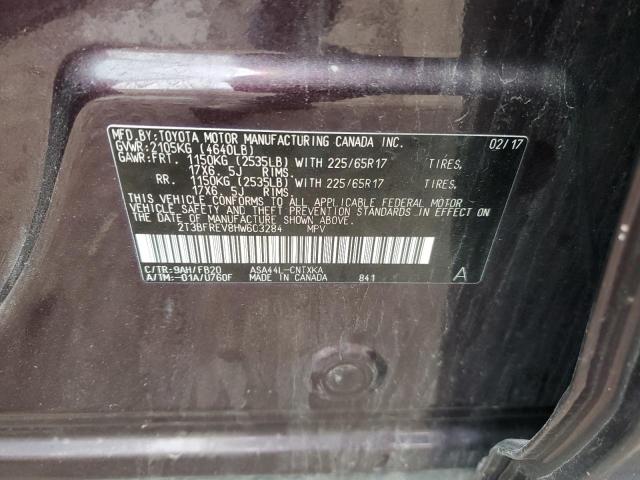 2T3BFREV8HW603284 - 2017 TOYOTA RAV4 LE ბურგუნდია ფოტო 14