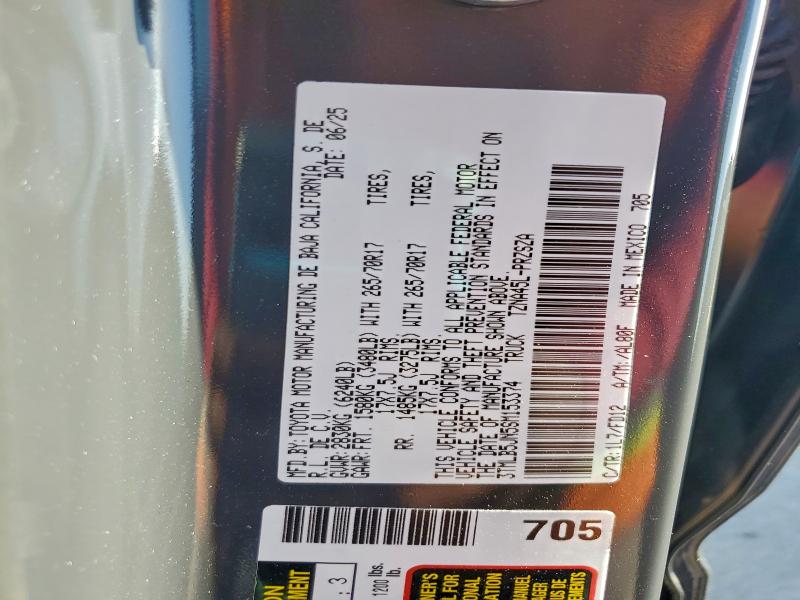 3TMLB5JN5SM153374 - 2025 TOYOTA TACOMA DOUBLE CAB 灰色 照片 12