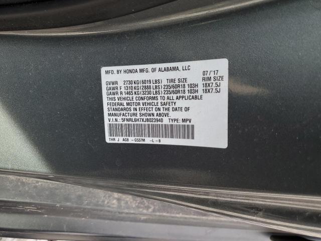 5FNRL6H7XJB023940 - 2018 HONDA ODYSSEY EXL 灰色 照片 13