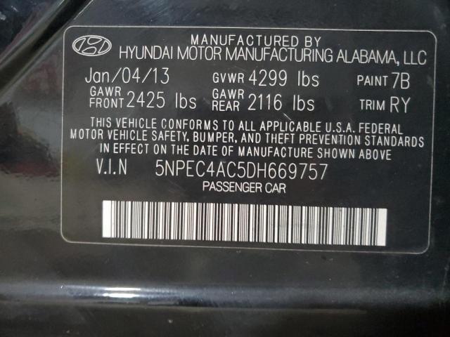 5NPEC4AC5DH669757 - 2013 HYUNDAI SONATA SE BLACK photo 12