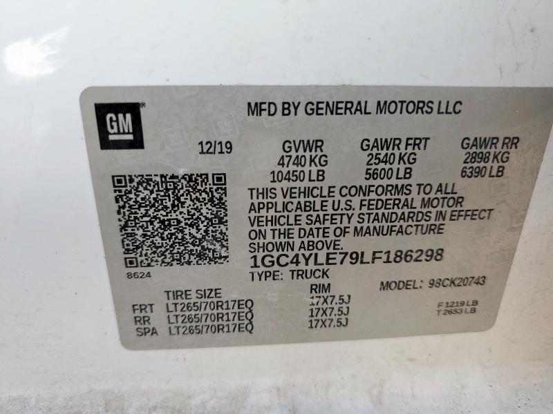 1GC4YLE79LF186298 - 2020 CHEVROLET SILVERADO K2500 HEAVY DUTY WHITE photo 12