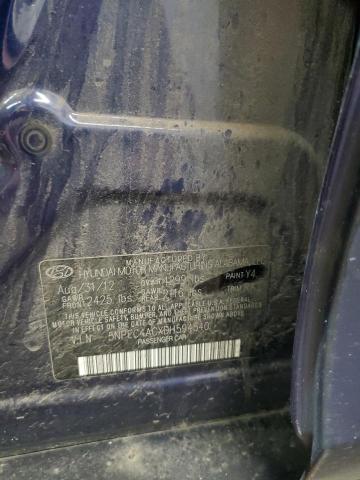 5NPEC4ACXDH594540 - 2013 HYUNDAI SONATA SE ლურჯი ფოტო 12