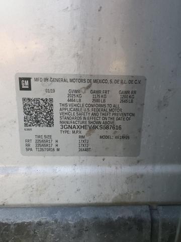 3GNAXHEV4KS587616 - 2019 CHEVROLET EQUINOX LS 银色 照片 12